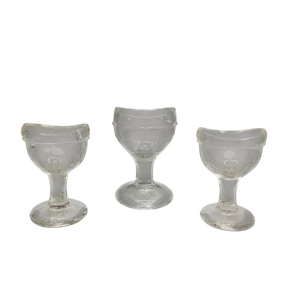 Vintage Gulfport Clear Glass Eye Wash Paneled Glass Set Of 3 - Picture 1 of 4